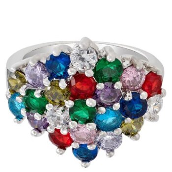 Ring HIPPIE GLAM multicolour mit Weißgold vergoldet...