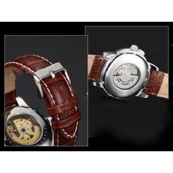 Herren Armbanduhr Mechanisch Automatik Echt Leder braun...