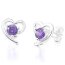 1 Paar Ohr Stecker  Herz  Amethyst  925  Silber  im Etui