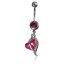 Bauchnabel Piercing Herz Fuchsia  mit Strass  316 L  Chirurgen Stahl