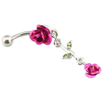 Bauchnabel Piercing Rosen Blüten rot  mit Strass...