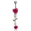 Bauchnabel Piercing Rosen Blüten rot  mit Strass  316 L  Chirurgen Stahl