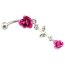 Bauchnabel Piercing Rosen Blüten rot  mit Strass  316 L  Chirurgen Stahl