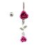 Bauchnabel Piercing Rosen Blüten rot  mit Strass  316 L  Chirurgen Stahl