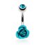 Bauchnabel Piercing Rosen Blüte mit Zirkonia Aqua  316 L Edelstahl