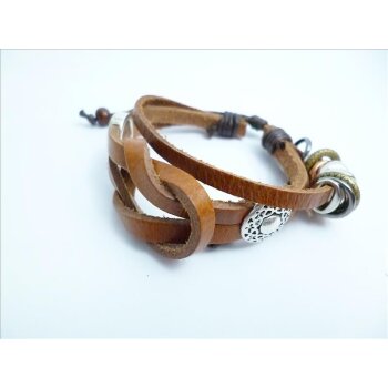 vintage Armband geflochtenes Leder Caramel im...