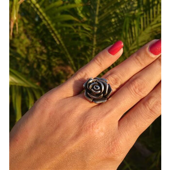 Ring  Rose  316L  Edelstahl  im Etui  Gr. 58 - Durchmesser 18,5 mm