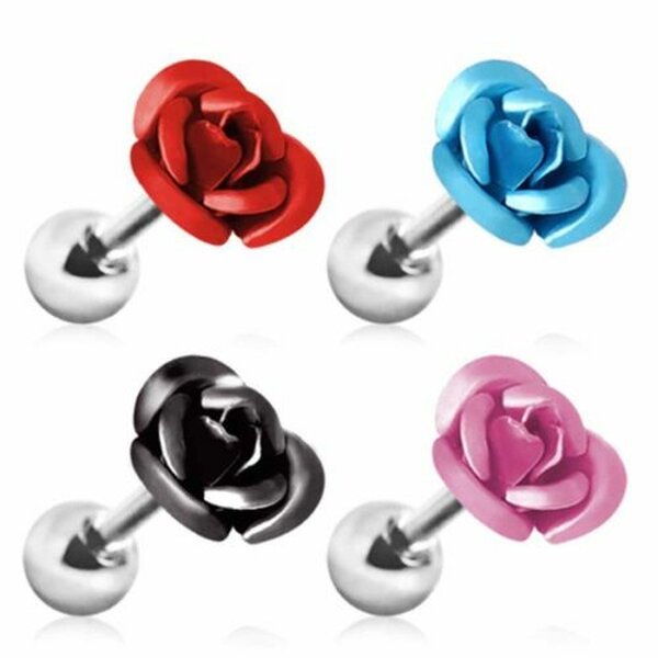 1 Stck Helix Tragus  Ohrpiercing Rosenblte  316 L  Chirurgen Stahl - Farbwahl schwarz