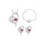 Schmuckset Herz Collier, Armband & Ohr Stecker fuchsia vergoldet