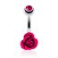 Bauchnabel Piercing Rosen Blüte mit Zirkonia magenda pink  316 L Edelstahl