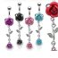 Bauchnabel Piercing Rosen Blüten  mit Strass  316 L  Chirurgen Stahl Farbwahl