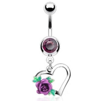 Bauchnabel Piercing Rosen Blüte mit Herz  316 L...