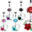 Bauchnabel Piercing Rosen Blüte mit Herz  316 L  Chirurgen Stahl Farbwahl