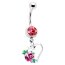 Bauchnabel Piercing Rosen Blüte mit Herz  316 L  Chirurgen Stahl Farbwahl