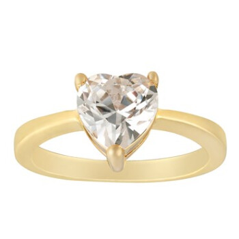 Ring Herz Topas weiß vergoldet im Etui Größenauswahl Gr. 56 - Durchmesser 18,0 mm