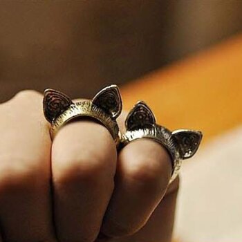 Katzen Ring antik gold