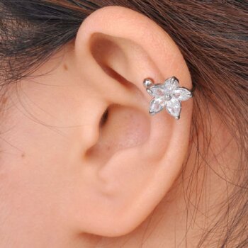 1  Ohrklemme Ear Cuff Zirkonia Blüte