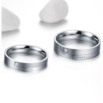 SET Eheringe / Partner Ringe 316 L Edelstahl Endless Love im Etui verschiedene Größen mit Gravur auf beiden Ringen