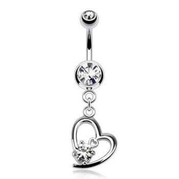 Bauchnabel Piercing Herzchen 316 L  Chirurgen Stahl -...