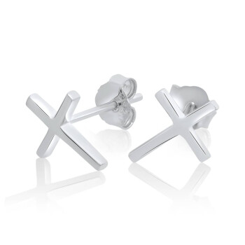 1 Pair Ear Studs Crosses 925 Silver