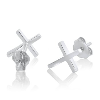 1 Pair Ear Studs Crosses 925 Silver