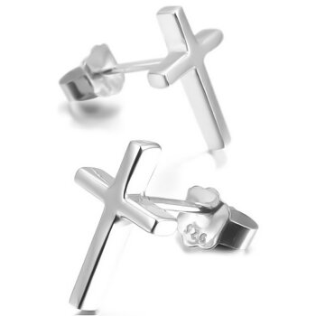 1 Pair Ear Studs Crosses 925 Silver