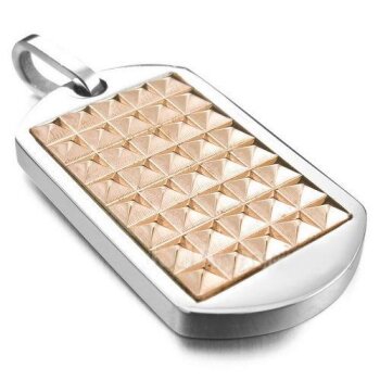 Anhänger Dog Tag Nieten silber Rosegold 316L...