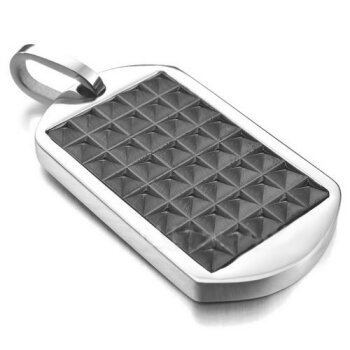 Anhänger Dog Tag Nieten silber schwarz  316L  Edelstahl inkl. Kette  im Etui GRAVUR OPTION