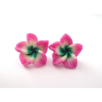 1 Paar FIMO Blüten Ohrstecker pink weiß...