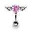 Bauchnabel Piercing Top Down Belly Bar Engelsherz rosa Zirkonia 316 L Chirurgen Stahl