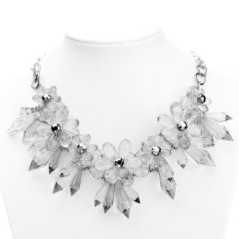 Collier Eiskristall Blüten bright grey im Schmuck...