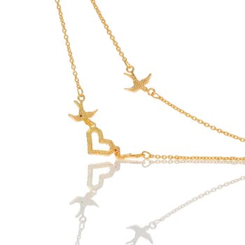 Collier Follow Your Heart Zirkonias mit vergoldet im Schmuck Beutel