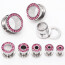 1 Expander / Plug  Zirkonia TUNNEL Fuchsia Pink 316 L  Edelstahl  3  mm - 14 mm