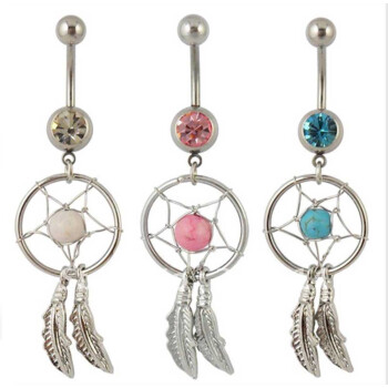 Bauchnabel Piercing Traumfänger XL 316 L  Chirurgen Stahl freie Farbwahl weiß