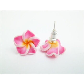 1 Paar FIMO Blüten Ohrstecker weiß pink orange...