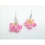 1 Paar FIMO Blüten Ohrstecker weiß pink orange  im weißen Organza Beutel