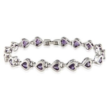 Armband Herzilein vergoldet mit Amethysten lila im Etui