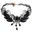 Gothic Barock Choker Collier  aus Spitze mit Perlen & Satin Rose schwarz