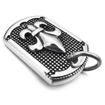 Anhänger Dog Tag Fleur de Lis  316L  Edelstahl inkl. Kette  im Etui GRAVUR OPTION