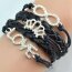 Armband Infinity LOVE Krone Strass Silber schwarz  im Organza Beutel