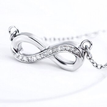 Collier Silber Infinity mit Zirkonias  925 Silber massiv...