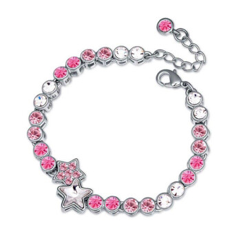 Armband Sterne vergoldet Strass rosa, fuchsia pink &...