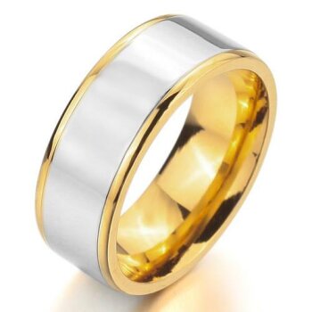 SET Eheringe / Partner Ringe  316 L Edelstahl gold Zirkonia  im Etui verschiedene Größen Gravur beide Ringe