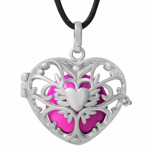 Anhnger Heartbeat  Klangkugel Harmony  pink  inkl. mit 925 Sterling Silber versilberter  Kfig inkl.  Kette