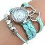 Damen Armbanduhr Herzen mit Strass Kunstleder mint