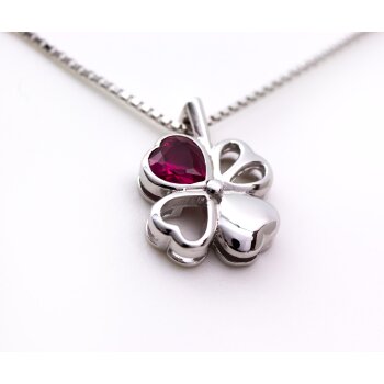 Kleeblatt Anhänger Princess Heart pink  Zirkonia aus...