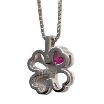 Kleeblatt Anhänger Princess Heart pink  Zirkonia aus 925 Silber inkl. Kette  im Etui