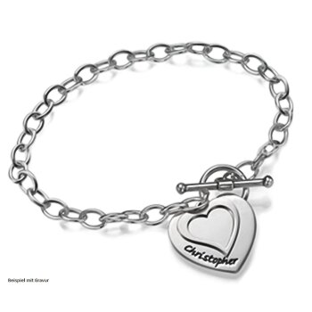 Armband Herz 925 Silber Gravur Option