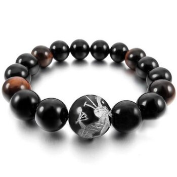 Armband Drache Mala Tigerauge & Achat Onyx Perlen...