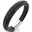 Armband ECHT LEDER Flecht Optik schwarz 316 L Edelstahl Gravur möglich